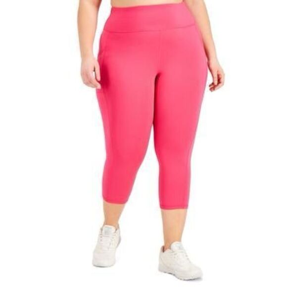 ID Ideology Plus Size Cropped Leggings - Fiery Pink Size 3X - Picture 1 of 3